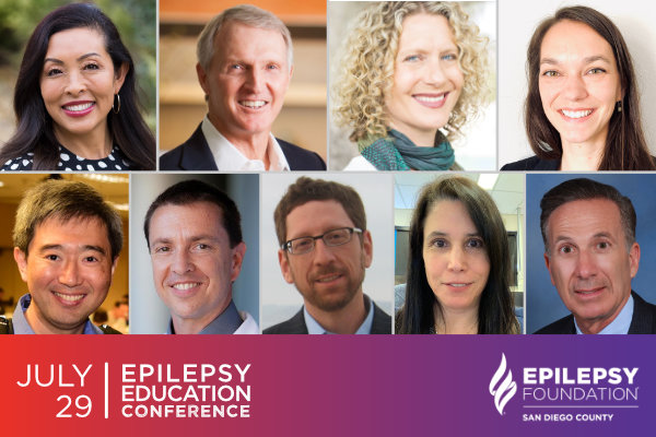Collage of daytime color profile photos of nine speakers participating in the 2023 Epilepsy Education Conference.